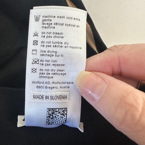 Wolford Sexy Black Linda Leggings Open Side Slit Tan & Pearl Embellishment Small - Picture 9 of 12